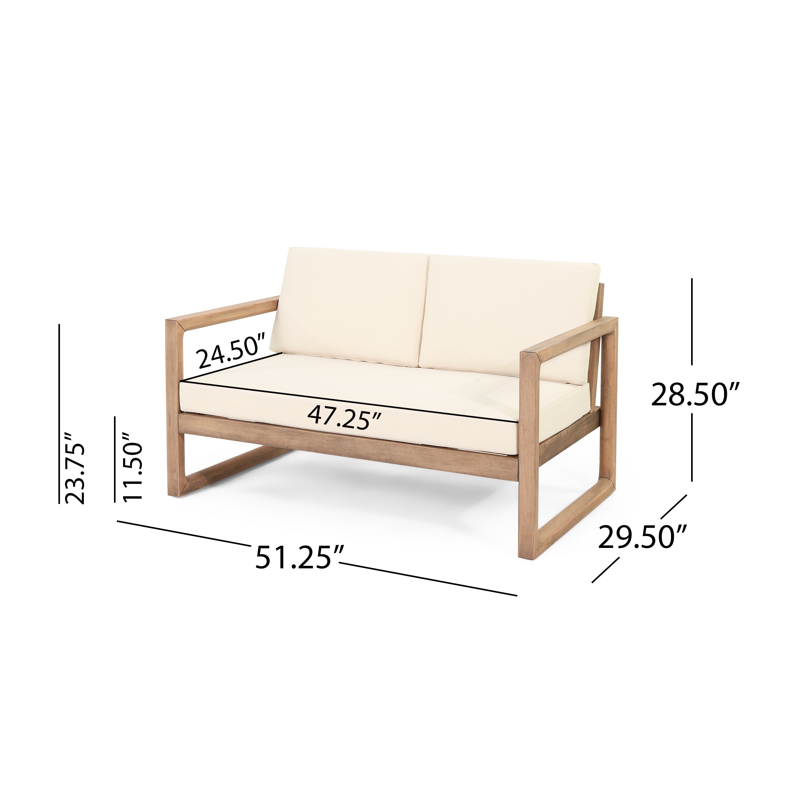 Outdoor Acacia Wood Loveseat and Coffee Table Set