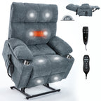 Grey Dual Motor Infinite Position Up to 350 LBS Chenille Power Lift Recliner Chair
