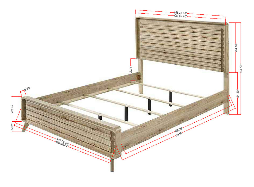 Mid-Century-Inspired Queen Size Panel Bed