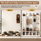 U-Can Farmhouse Entryway Storage Cabinet with Shoe Rack & Display Cubbies