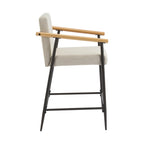 Counter Stool with Iron Frame - Set of 2 - Espresso + Beige