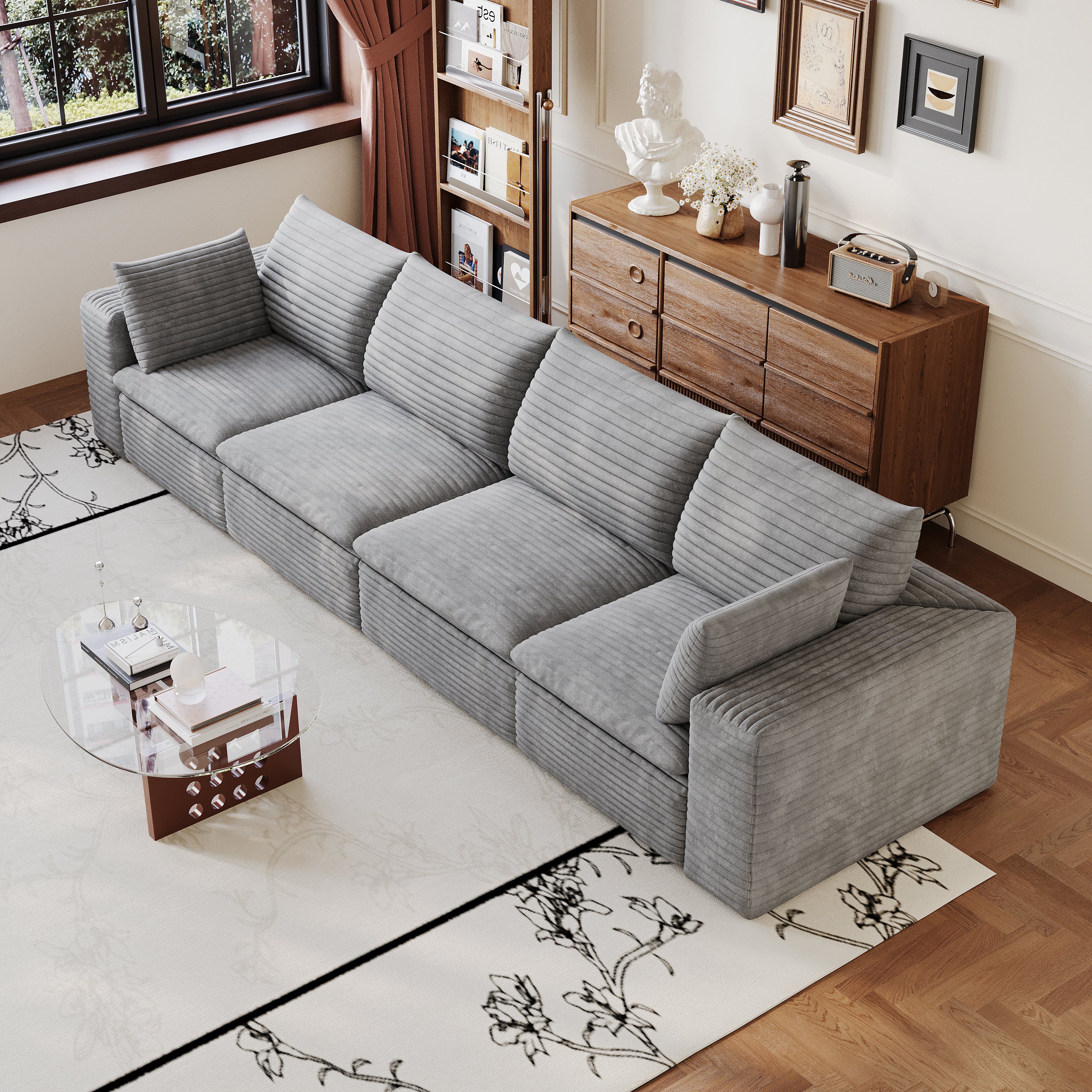 134" Cloud Sofa in Corduroy Fabric