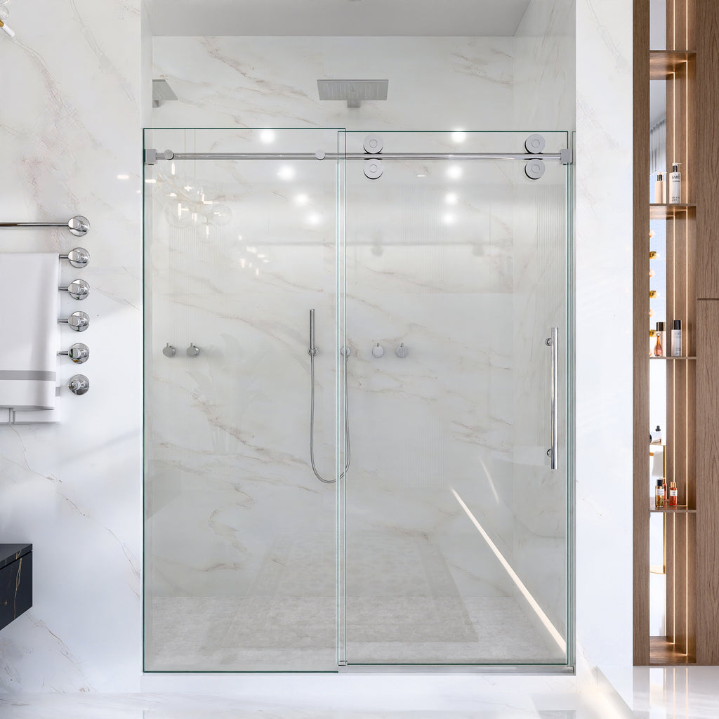 Frameless Single Sliding Shower Door – 5/16" Clear Tempered Glass