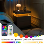 Nightstand LED Bedside Table Cabinet with 2 Drawers