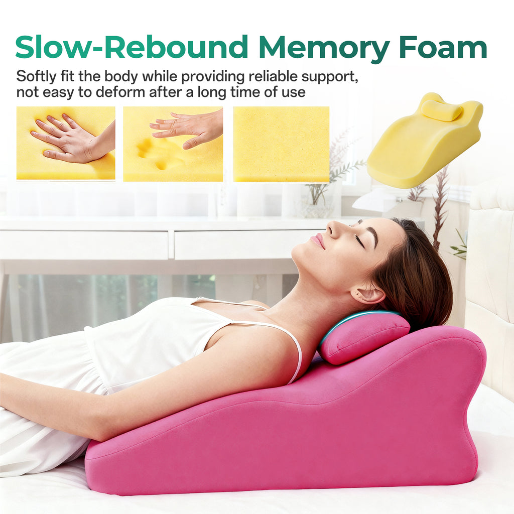 Ergonomic Spinal Posture Support & Multi-Functional Bed Pillow - Pink