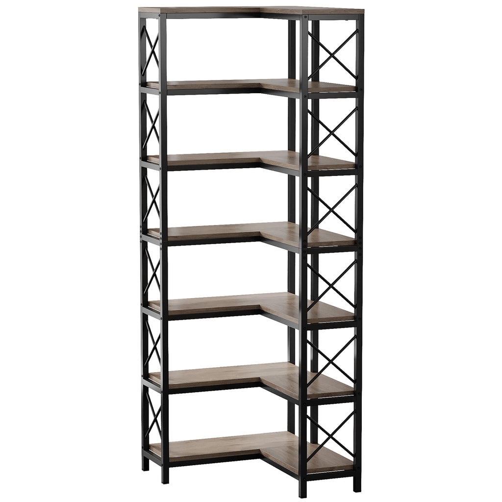 79.53" Tall 7-Tier Large Corner Bookshelf