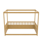 Twin Size Canopy Bed Frame with Guardrails for Kids