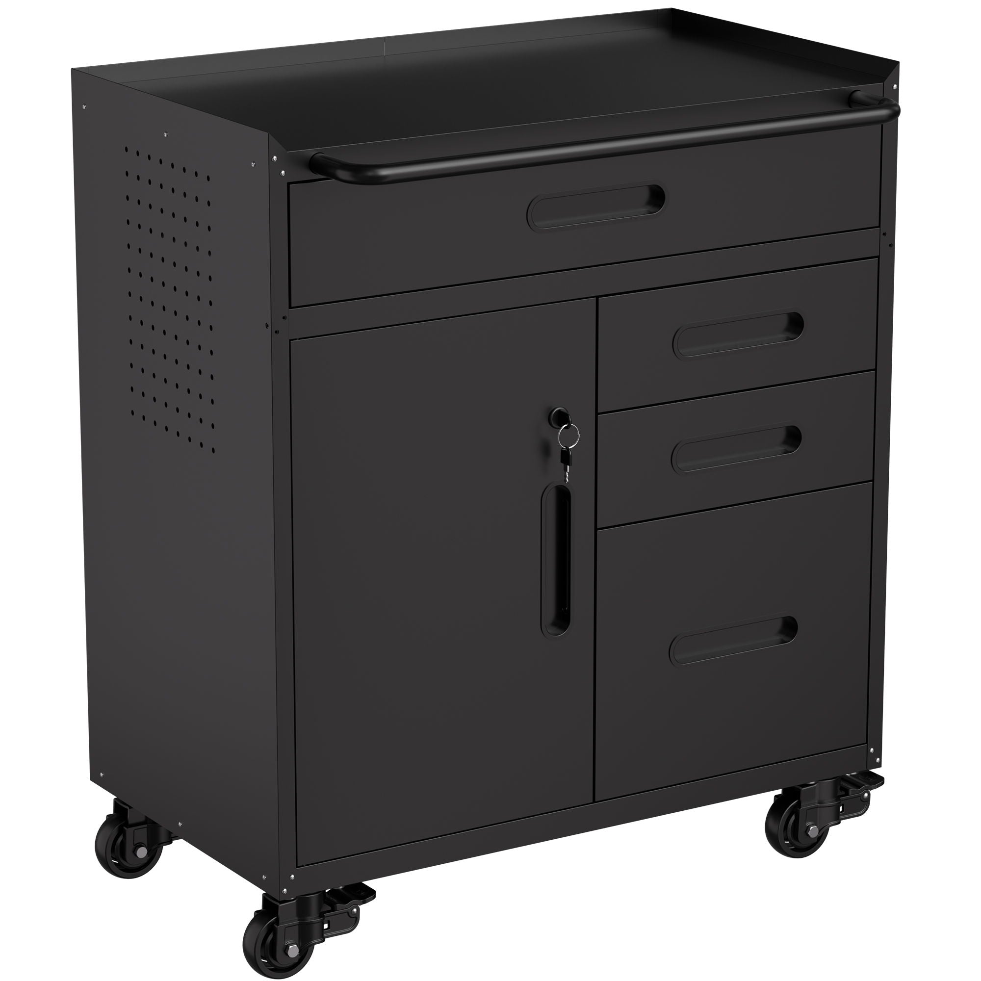 Rolling Tool Cabinet Heavy Duty Garage Storage With Lockable Doors
