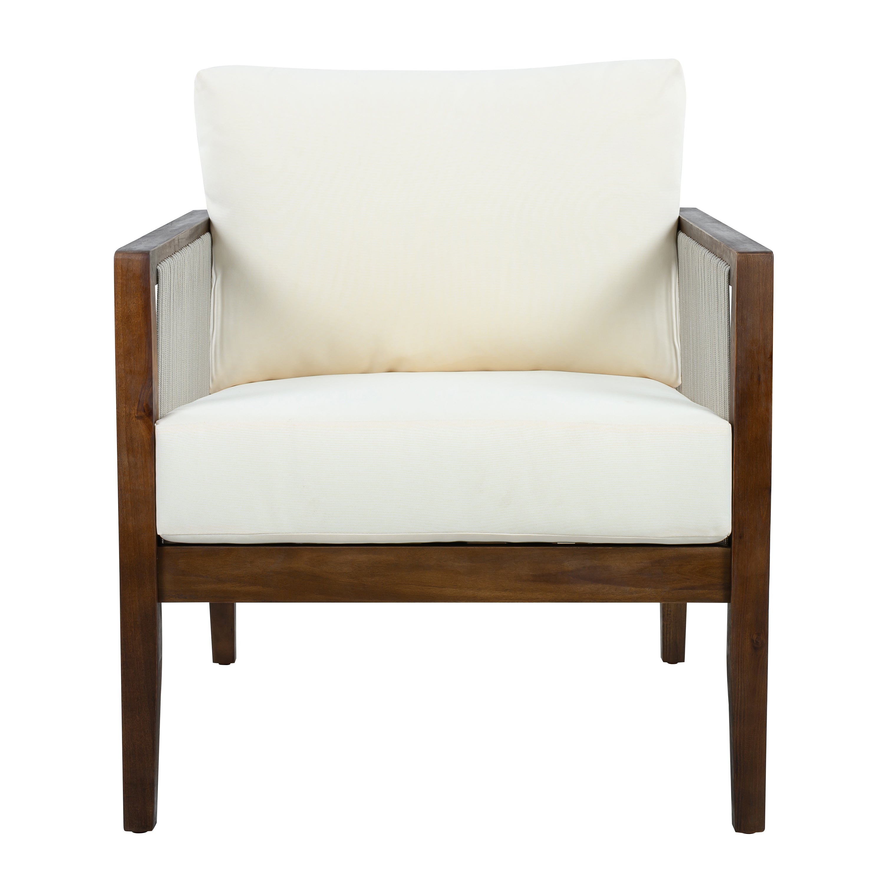 Outdoor Club Chair, Acacia Wood Frame with Rope Back