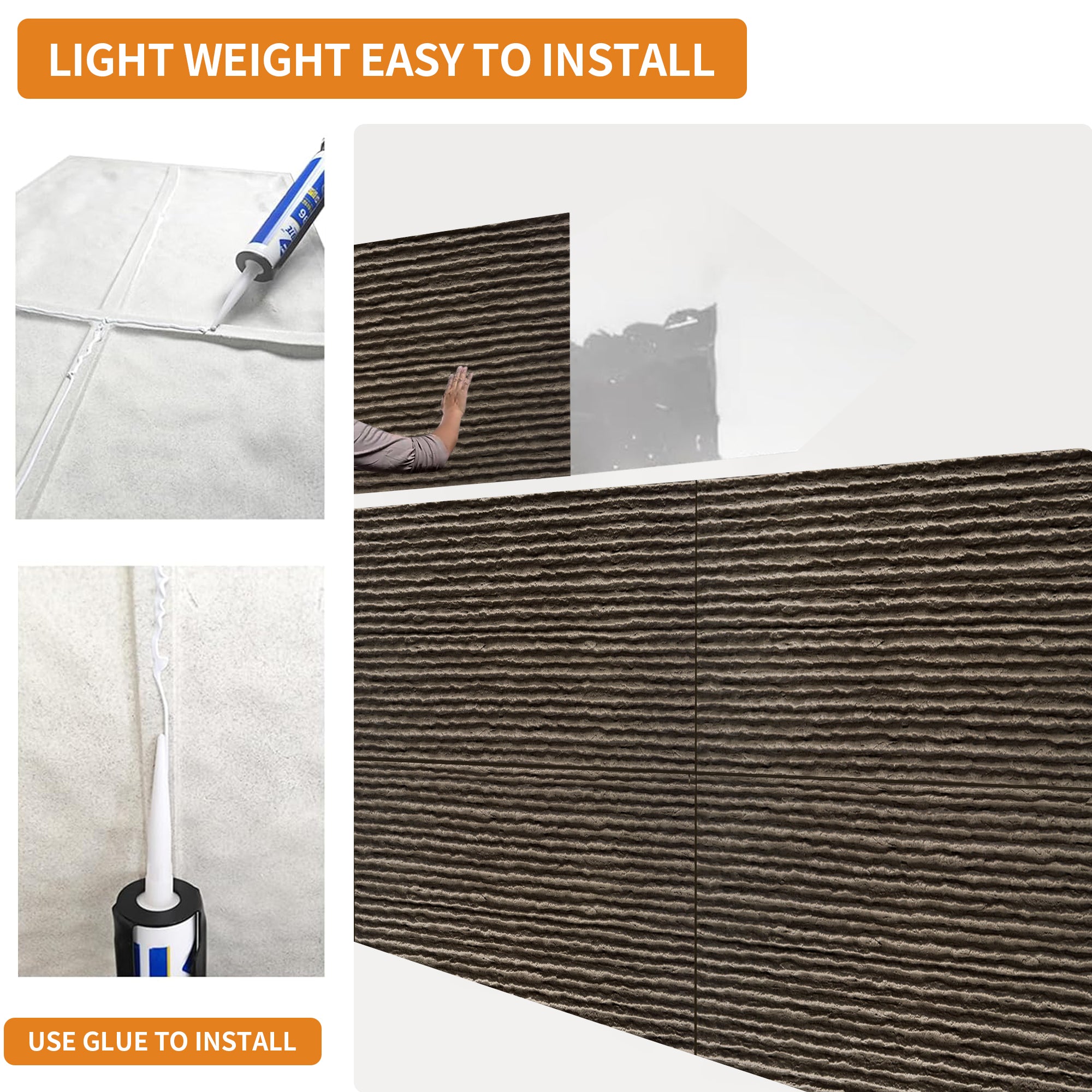 3D Faux Stone Wall Panels - 12 PCS PU Wainscoting Panel