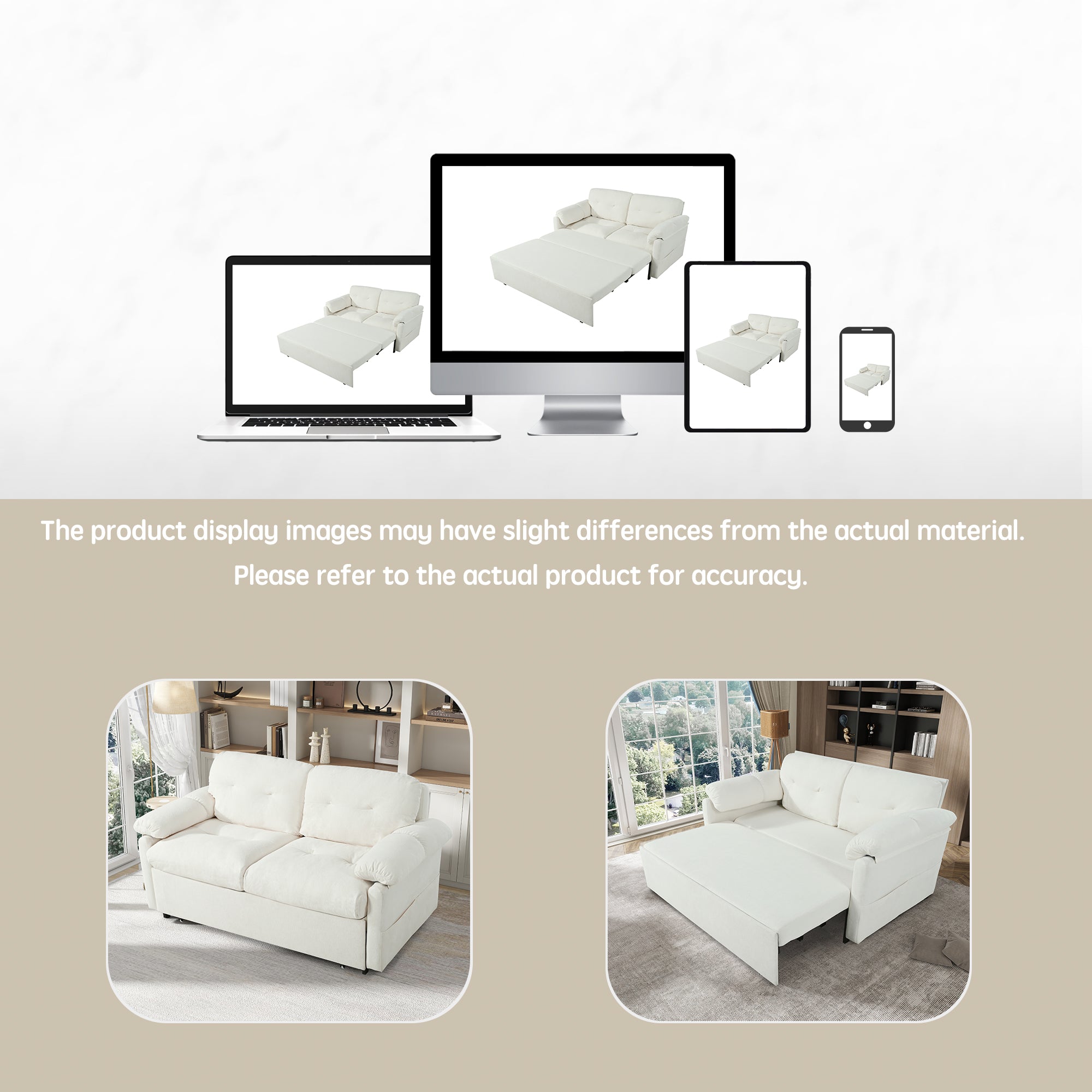 Convertible Pull-Out Queen Sleeper Sofa