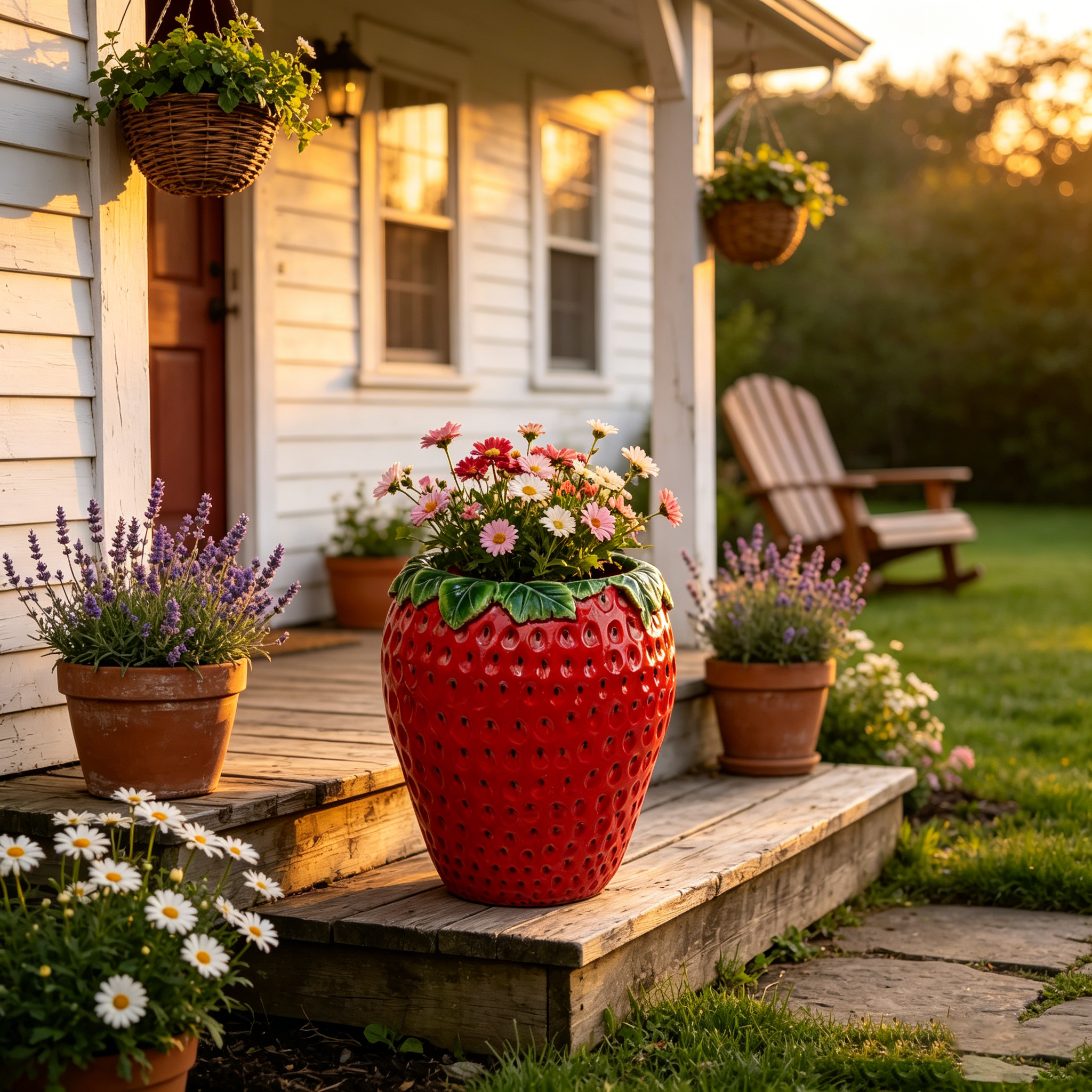 15-Inch Tall Strawberry Shaped Planter Pot