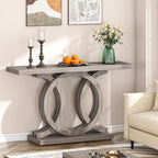 55” Farmhouse Console Table with Geometric Wooden Base