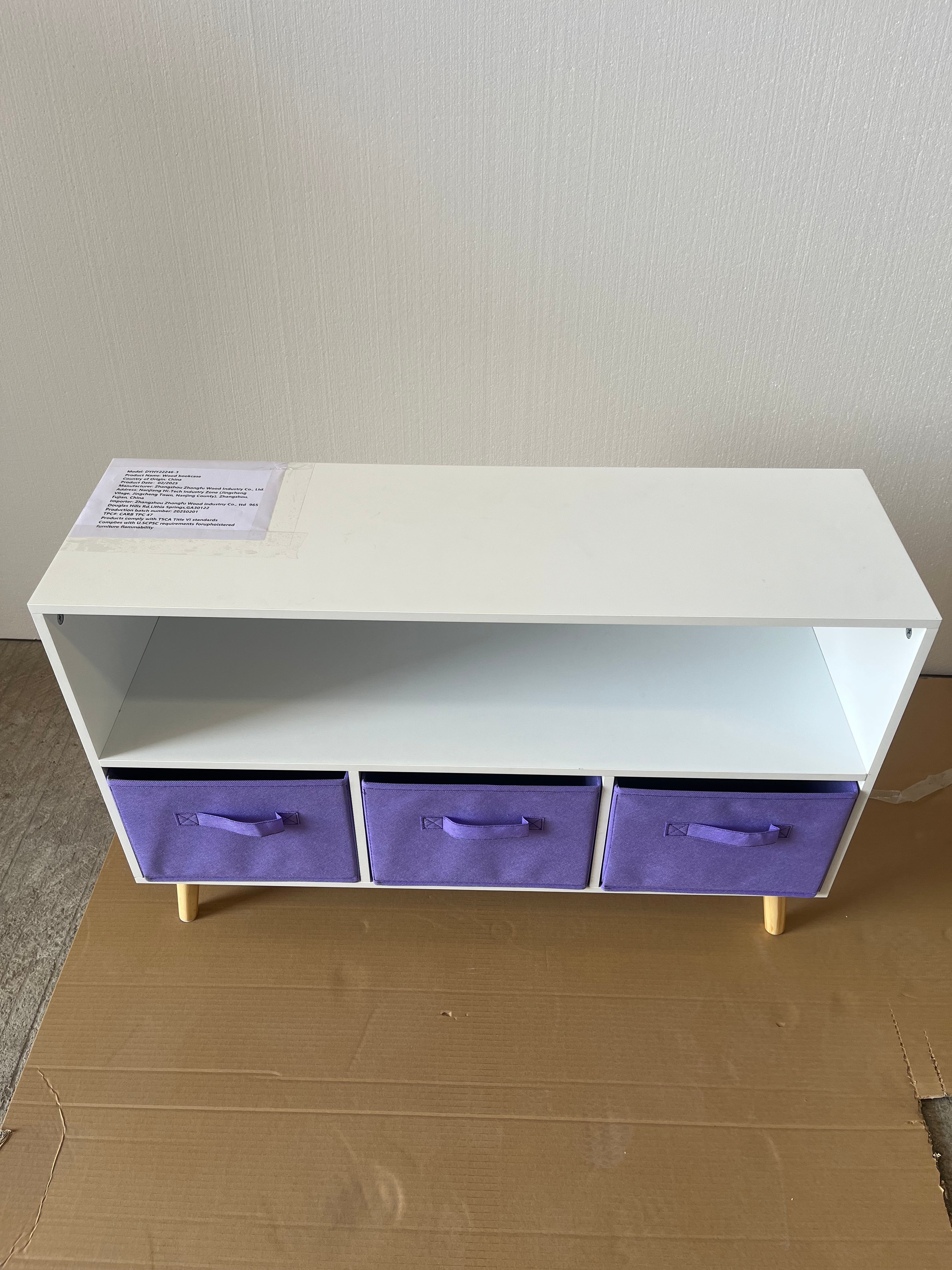 Kids Bookcase with Collapsible Fabric Drawers