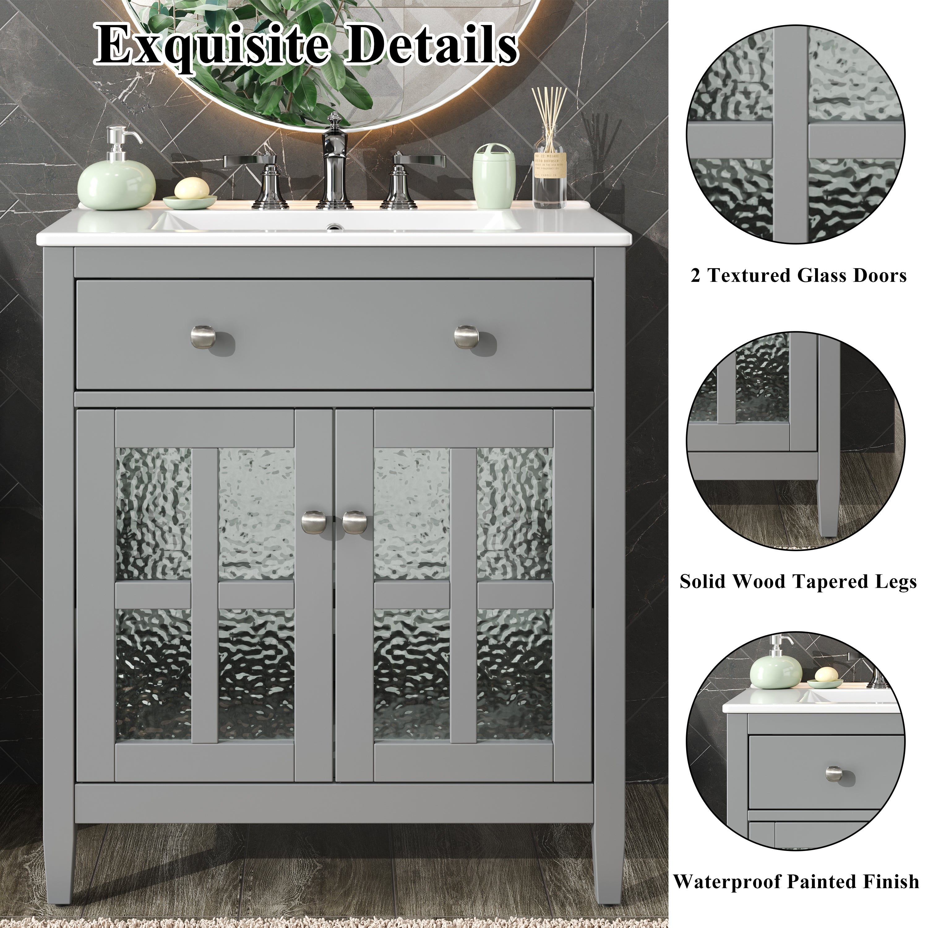 30" Bathroom Vanity with Ceramic Sink