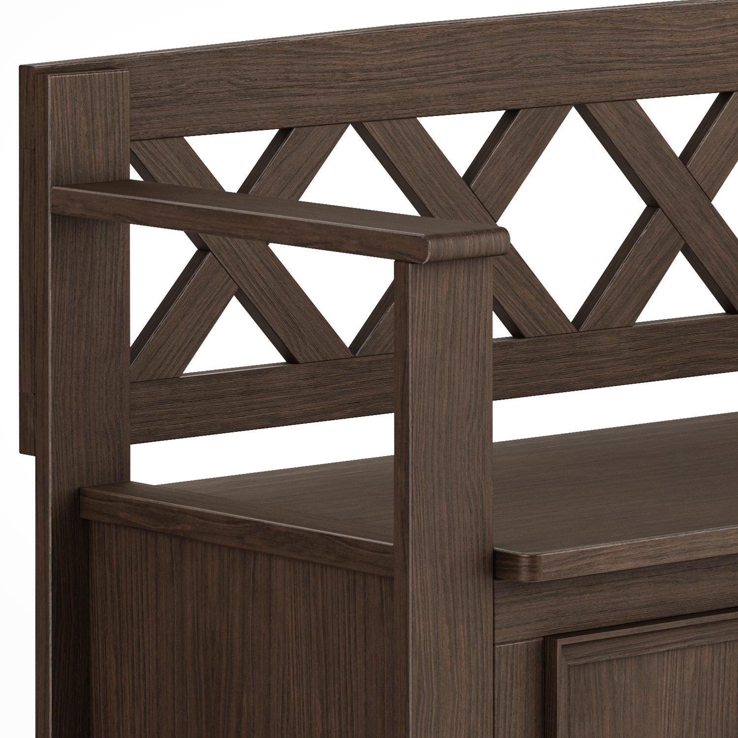 Amherst Solid Wood Entryway Storage Bench in Farmhouse Brown
