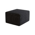 No Assembly Required Sofa Ottoman in Black Plush Corduroy