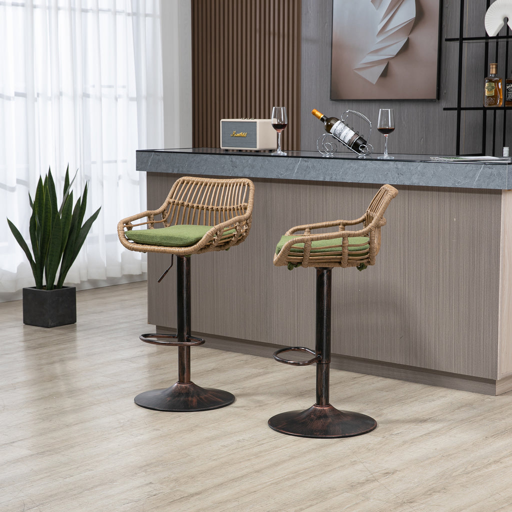 Modern Swivel Bar Stools Set of 2 Adjustable Counter Height Chairs