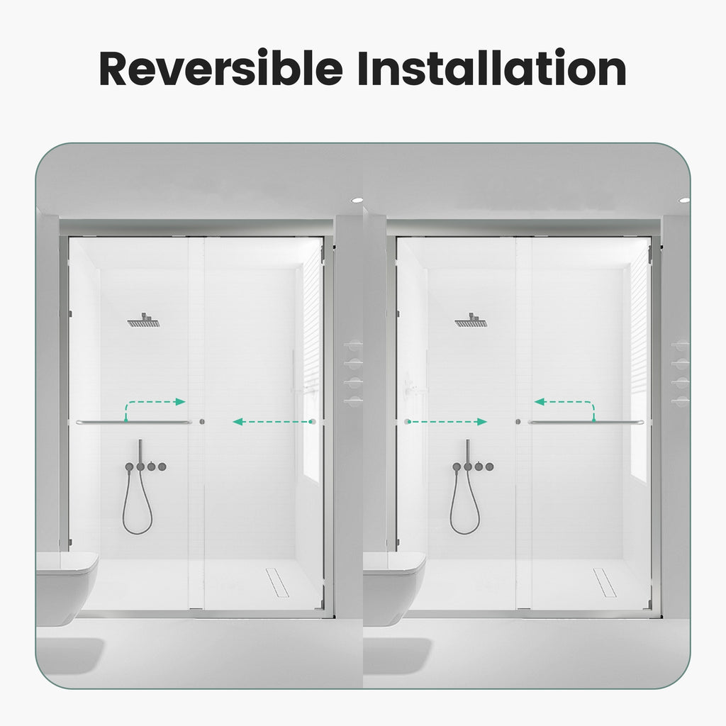 44"-48"W x 72"H Semi-Frameless Double Sliding Shower Door
