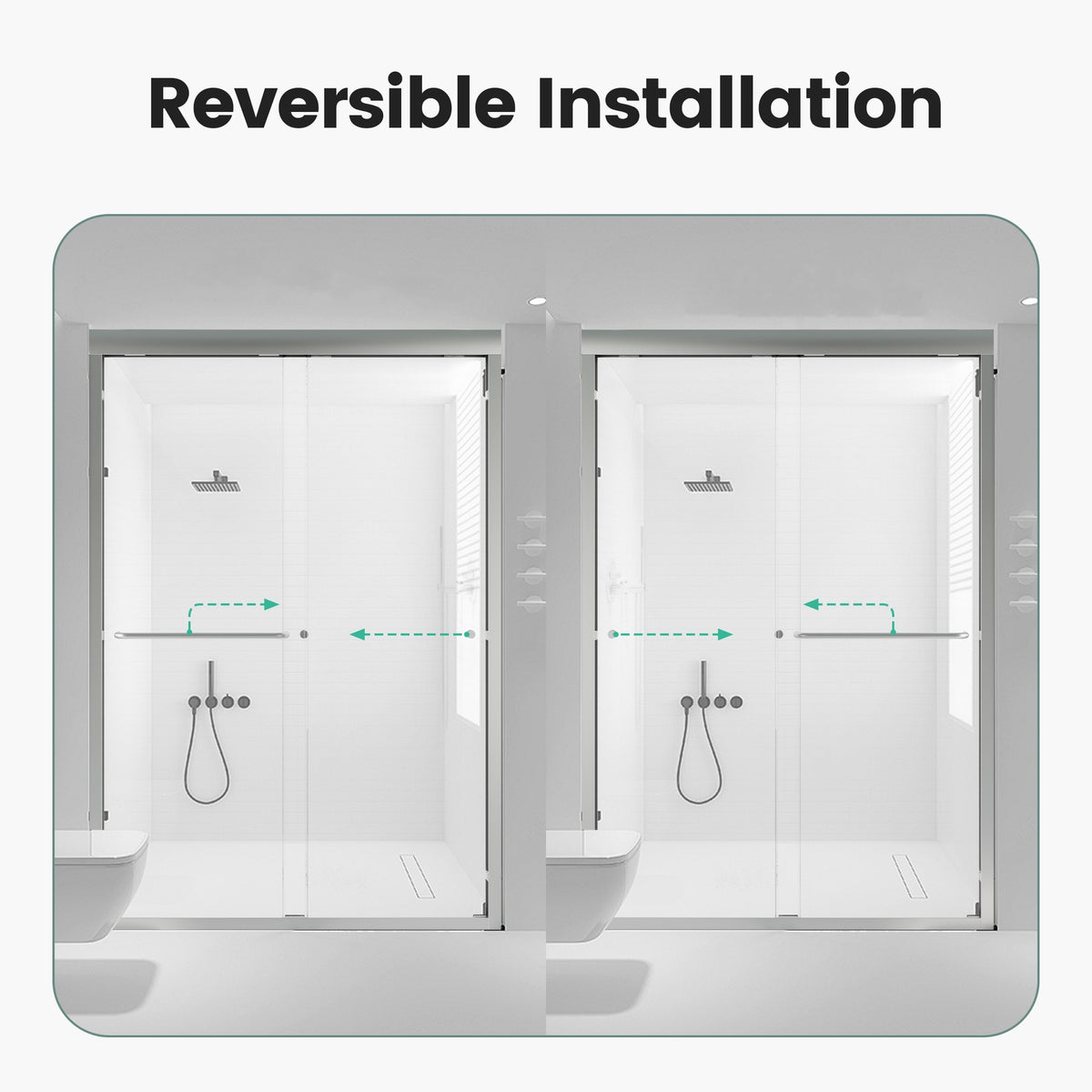 44"-48"W x 72"H Semi-Frameless Double Sliding Shower Door