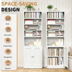 Industrial Metal Bookcase - 71 Inch Tall 5-Tier with Door