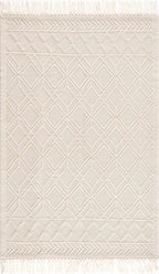 Ramsbury Beige Trellis Wool Rug