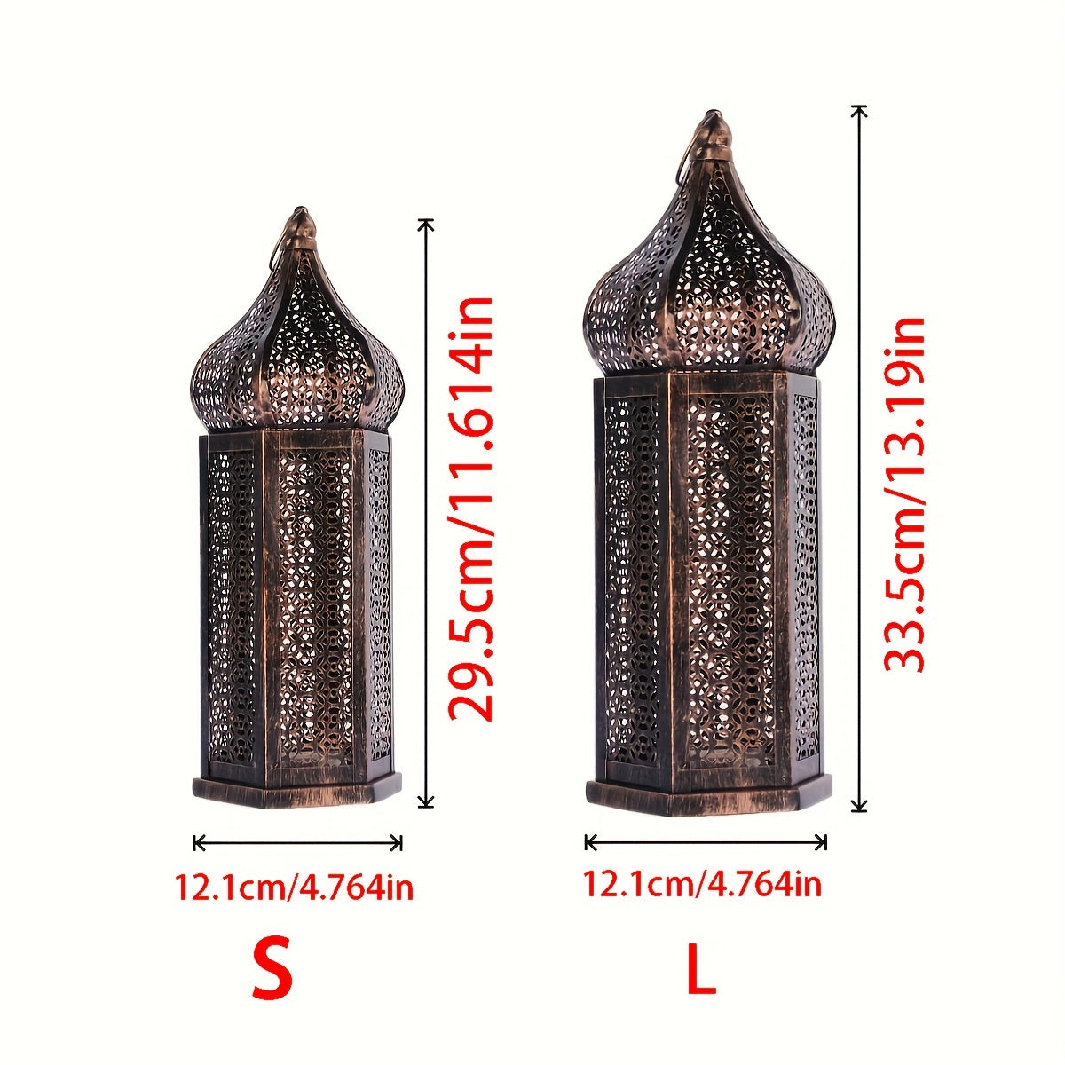 Moroccan LED Lantern Rustic Vintage Metal Table Lamp for Home Decor Boho Style