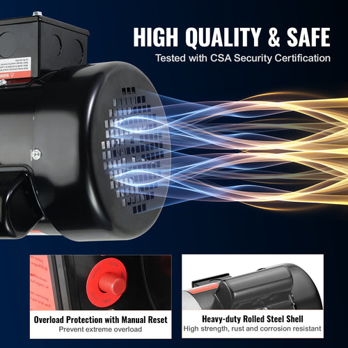 0.75HP Electric Motor 1725 RPM, AC 115V/230V
