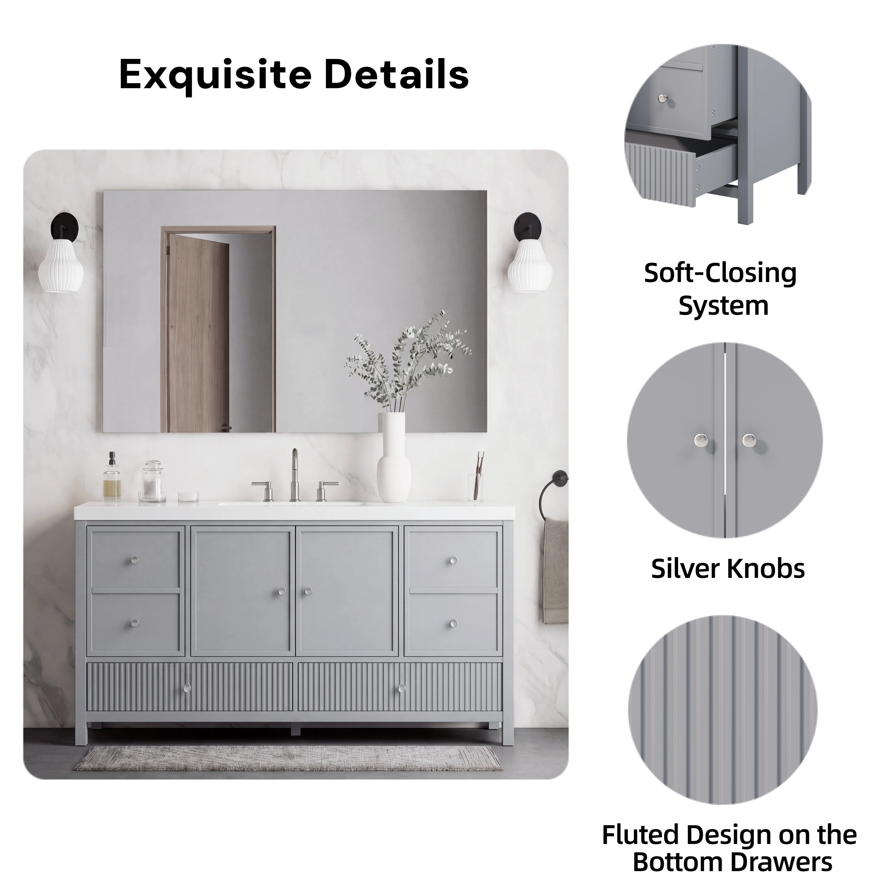 60" Bathroom Vanity with Separate Sink