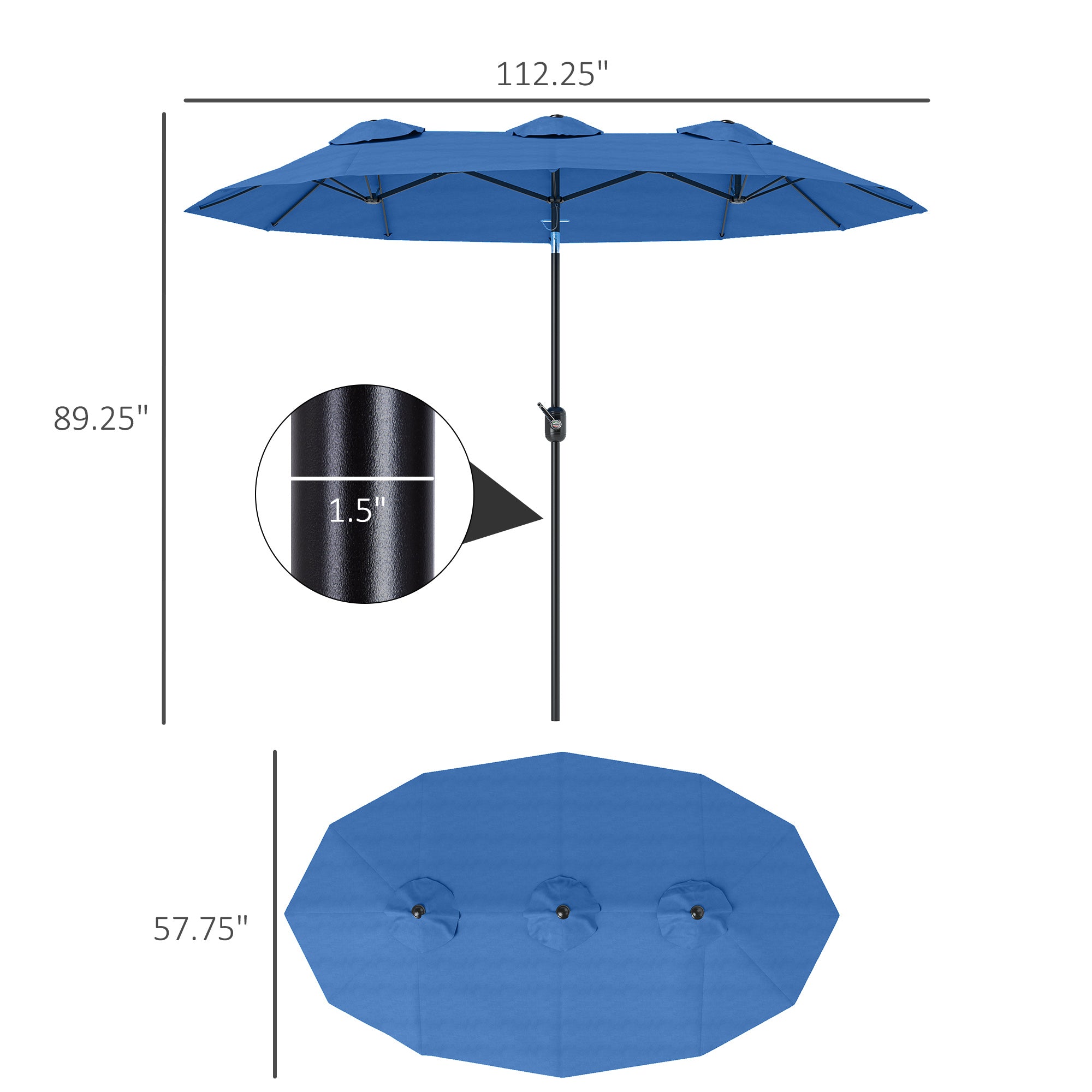 Outsunny 9.5' Double-Sided Patio Umbrella