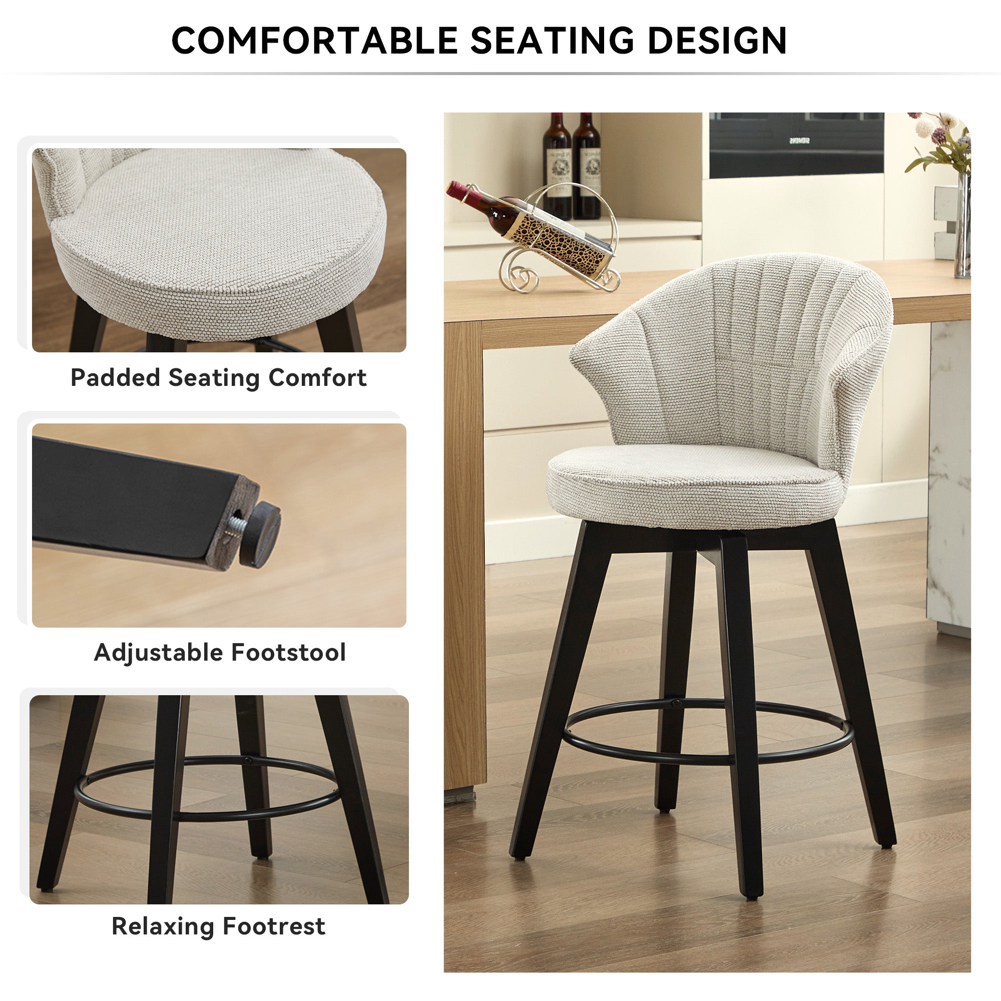 Wing Back Swivel Bar Stools Set of 2