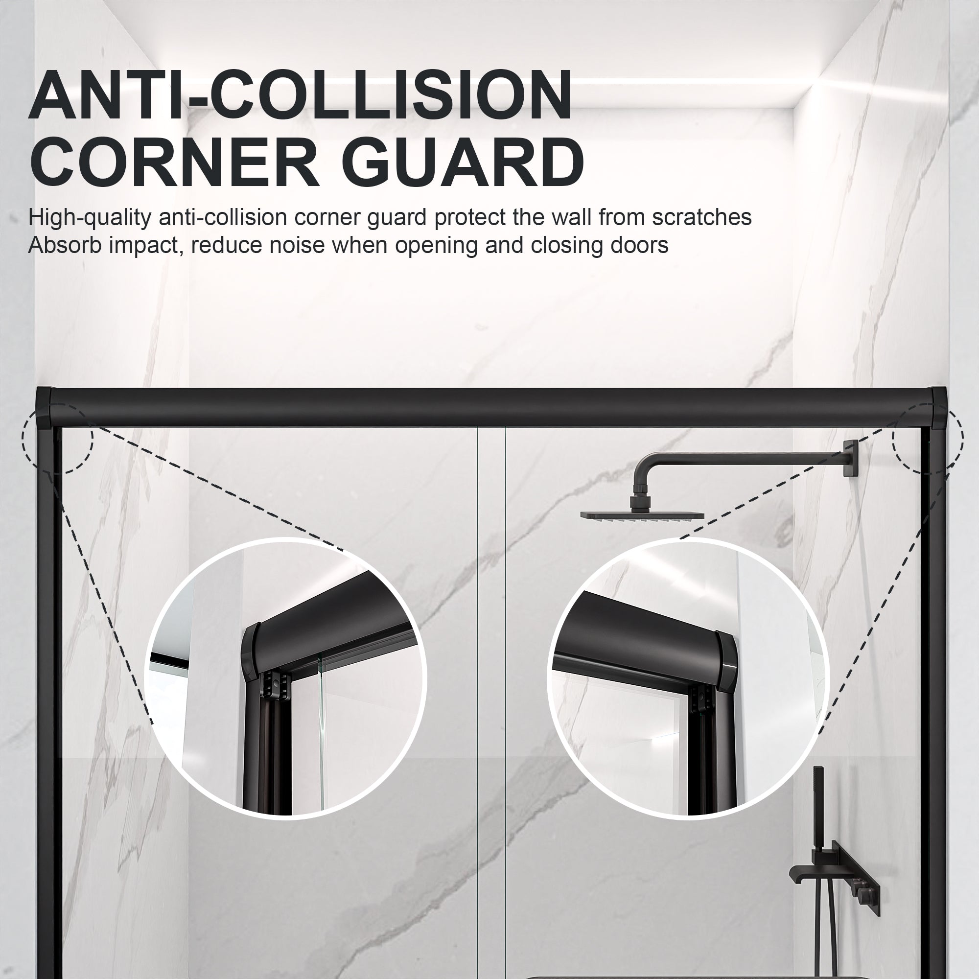 44"-48"W*72" H Semi-Frameless Double Sliding Shower Door