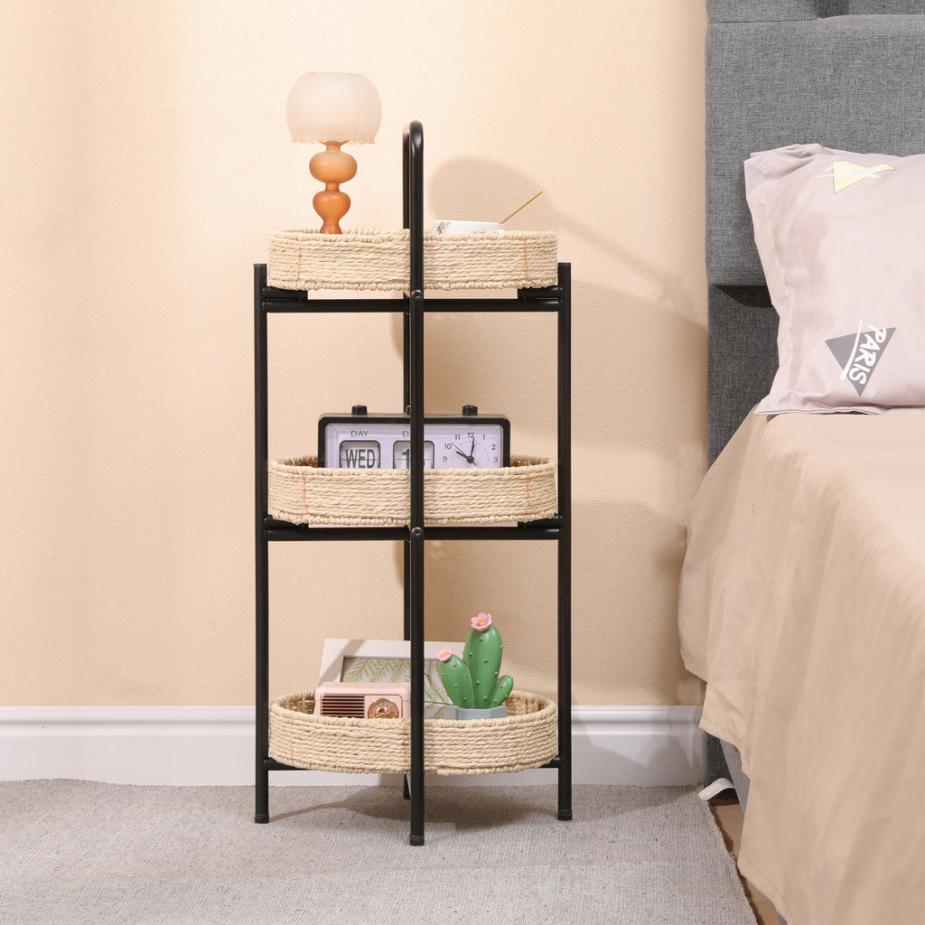 3 Tiers Tray Tables Paper Rope Woven Side Table