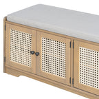 TREXM Rustic Storage Bench Multifunctional Wood Entryway Shoe Bench
