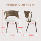 Wicker Dining Chairs - 2-Piece Set - Farmhouse Soft Cushioned