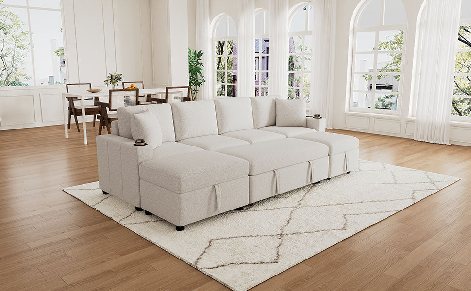 109.1" Sectional Sofa Convertible Pull-out Sofa Bed