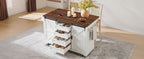 K&K 72" Farmhouse Kitchen Island with Fridge Storage