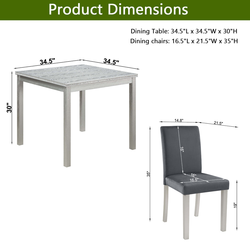 5 Piece Wooden Dining Table Set
