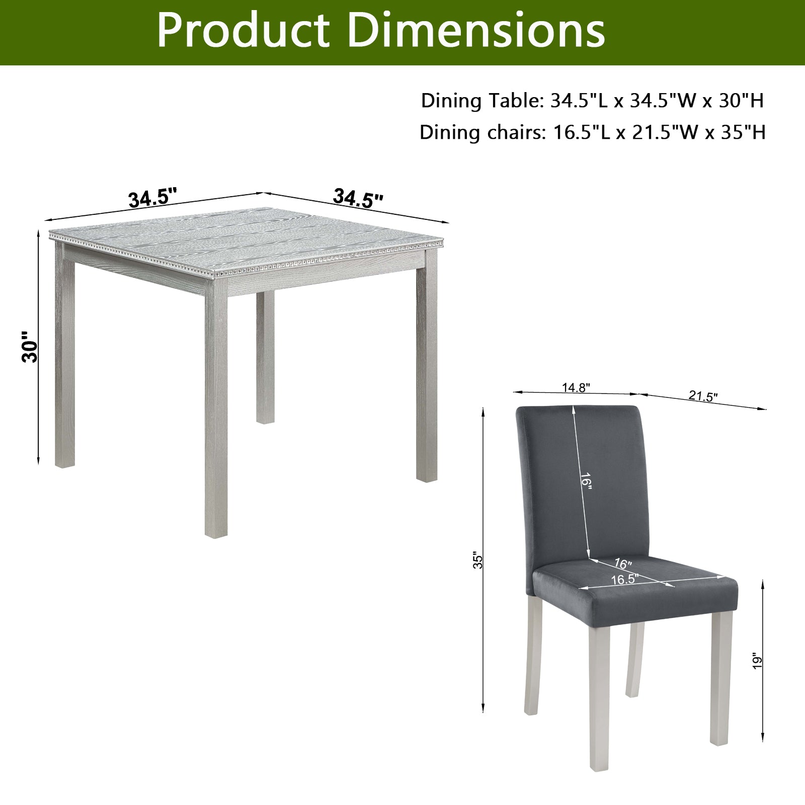 5 Piece Wooden Dining Table Set
