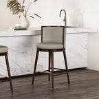 Evalyn Wood Upholstered Barstool in Stone