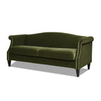 Elaine 77" Camel Back Small Space Sofa, Olive
