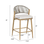 Outdoor 26" Seat Height Aluminum Frame Counter Stools with Rattan Backrest