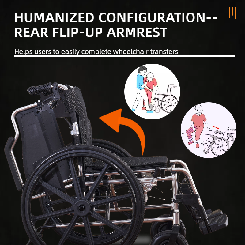 Aluminum Alloy Transport Wheelchair - 18" Seats