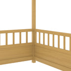 Full Size Floor Wooden Bed with House Roof Frame