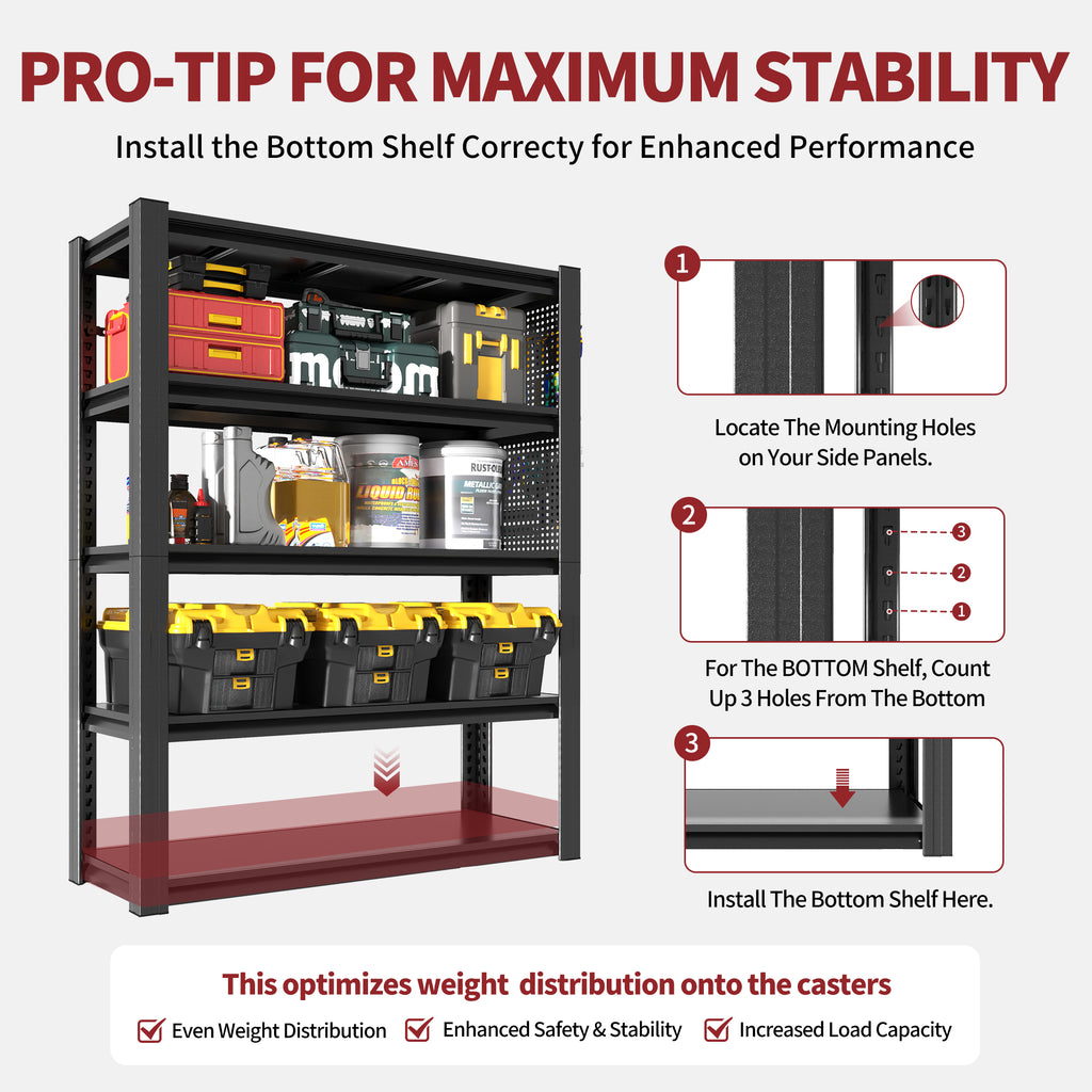 Adjustable Heavy-Duty Metal Shelving Unit – 78"H, 5-Tier