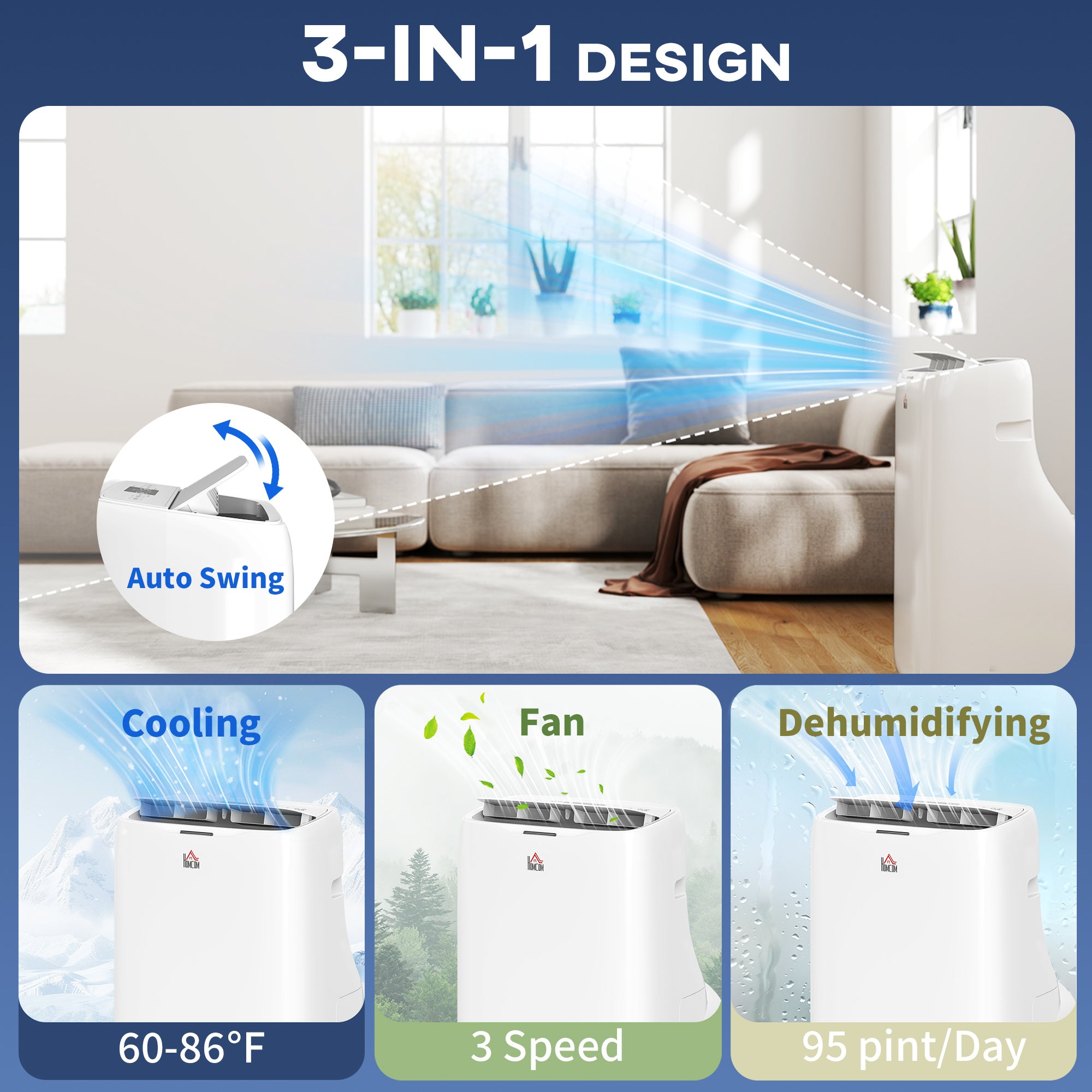 HOMCOM 14000 BTU Dual Hose Portable Air Conditioner