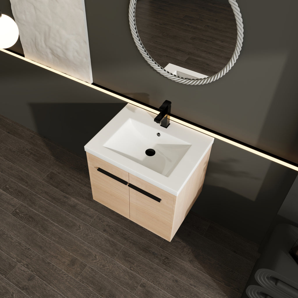 24" Wall Mounted Bathroom Vanity with Resin Basin