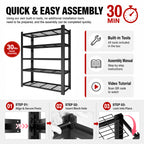 72"H 5-Tier Adjustable Heavy Duty Shelving Rack