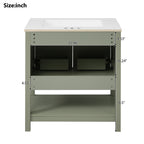 30-Inch Green Bathroom Vanity with Ceramic Sink
