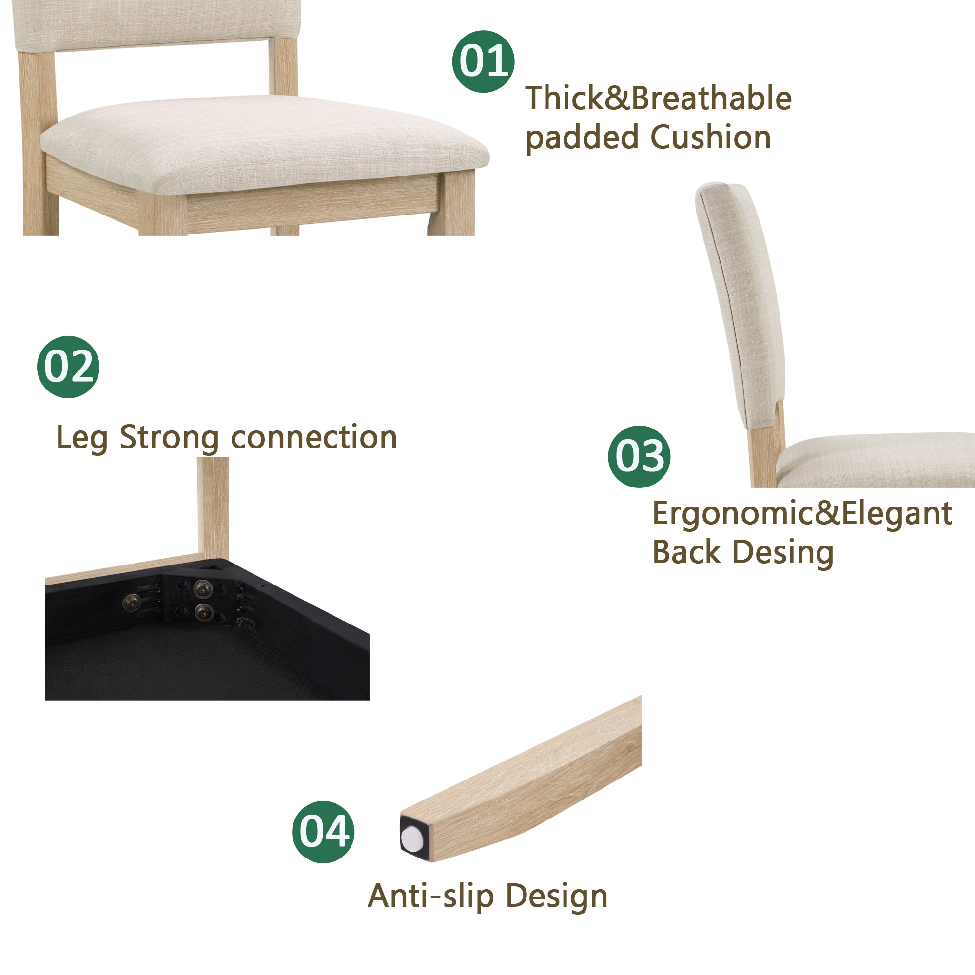 Modern 4 Person Dining Table Set with 4 Chairs